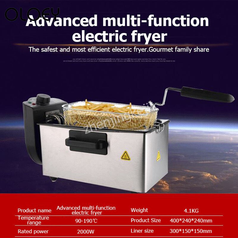 3L Electric Fryer Fries Machine Without oil Smoke Automatic Constant Temperature Commercial Fryer