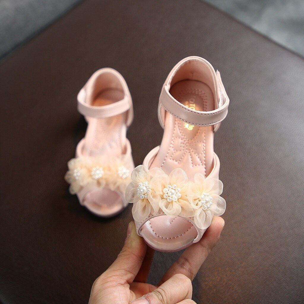 Sandalias TELOTUNY para niños pequeños, niñas pequeñas, niñas, perlas florales, zapatos de de cuero de princesa, sandalias para niños, sandalias para niñas Jun13