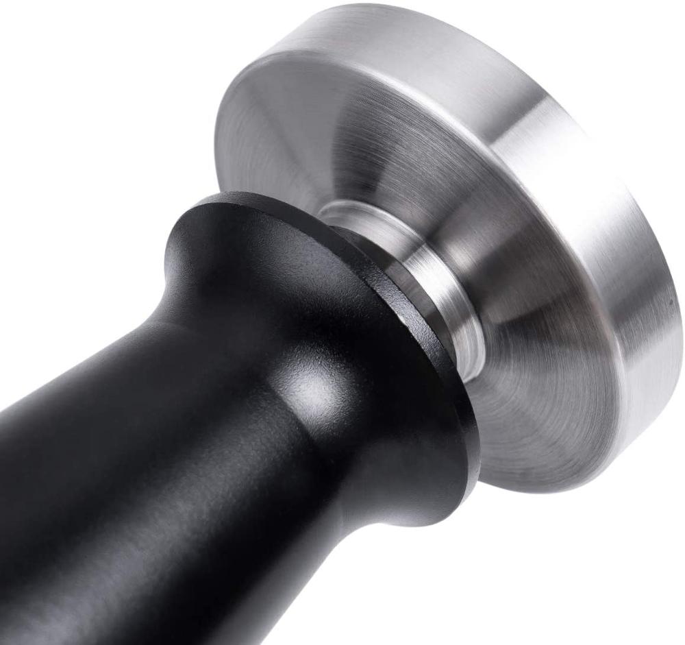 Calibrated coffee tamper 51/53/57/58mm flat base, 304 stainless steel Barista espresso tamper (black)