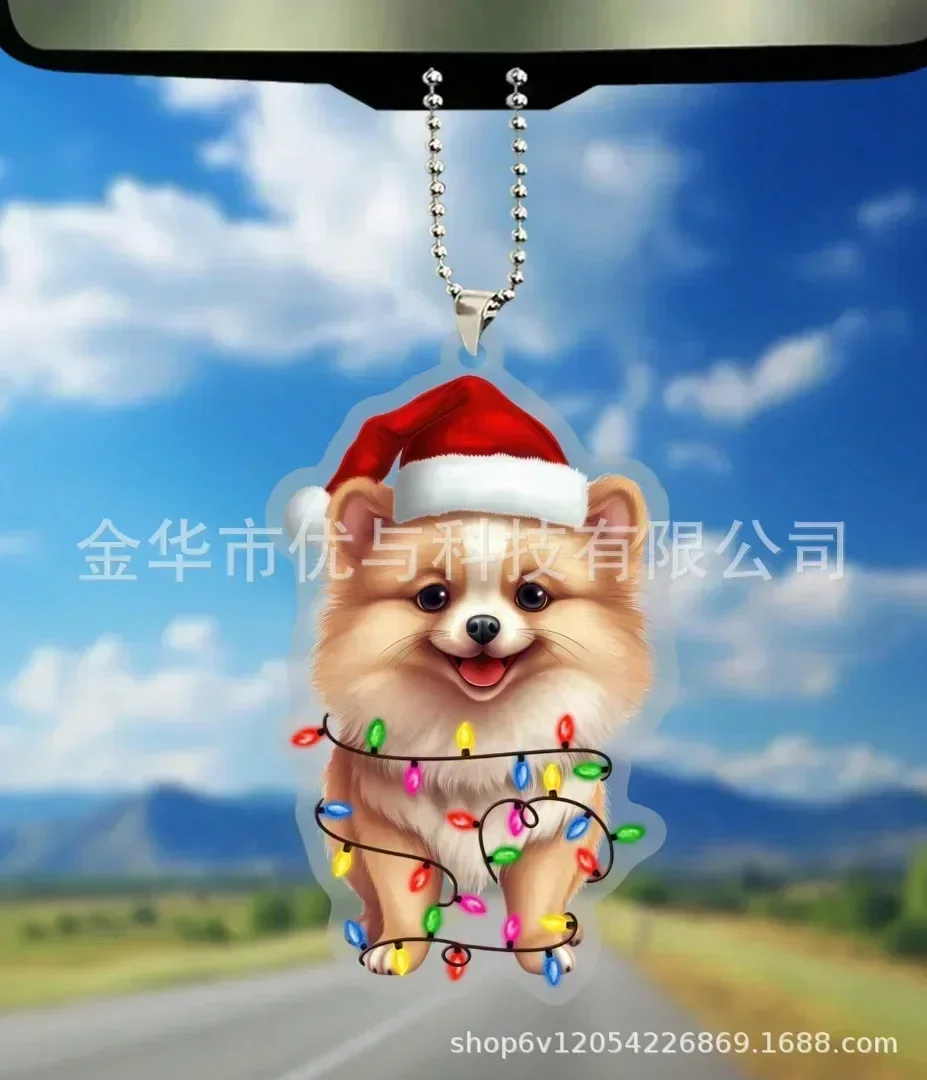 Lindo perro Material acrílico accesorios decorativos planos para coche moldura Interior colgante para coche adornos colgantes adornos para coche: TRANSPARENT