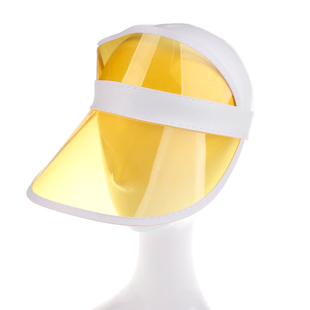 Zomer Pvc Hoed Effen Zonneklep Party Casual Hoed Clear Plastic Volwassen Vrouwen Dames Zonnebrandcrème Cap: YELLOW