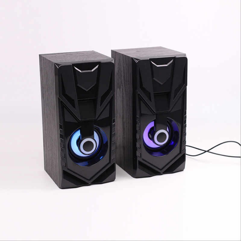 2 Stuks Usb Wired Mini Houten Luidspreker Usb Desktop Laptop Speaker 2.0 Multimedia Kleine Luidspreker Computer Multimedia Speaker: Black wood grain