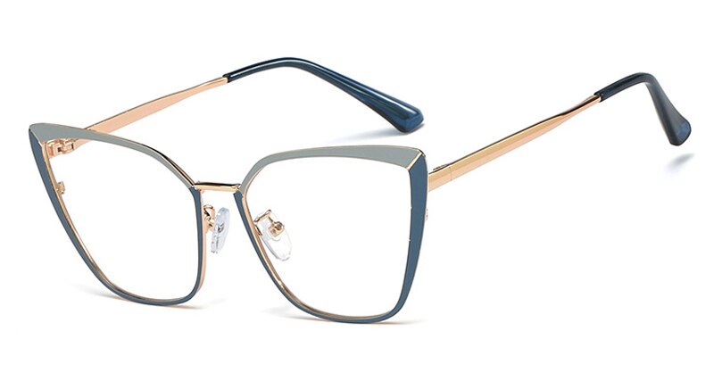 Peekaboo metal brillestel til kvinder katteøje tilbehør klar linse guld pink kvindelig brille stel recept