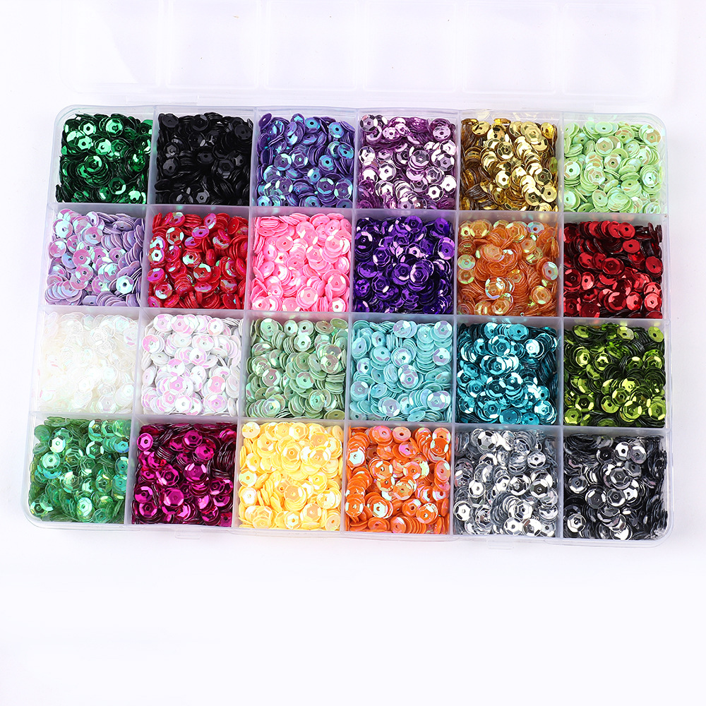 24 kleuren heldere pailletten ronde plaksteen confetti pailetten naaien trouwjurk doe-het-zelf ambachten accessoires: Dull