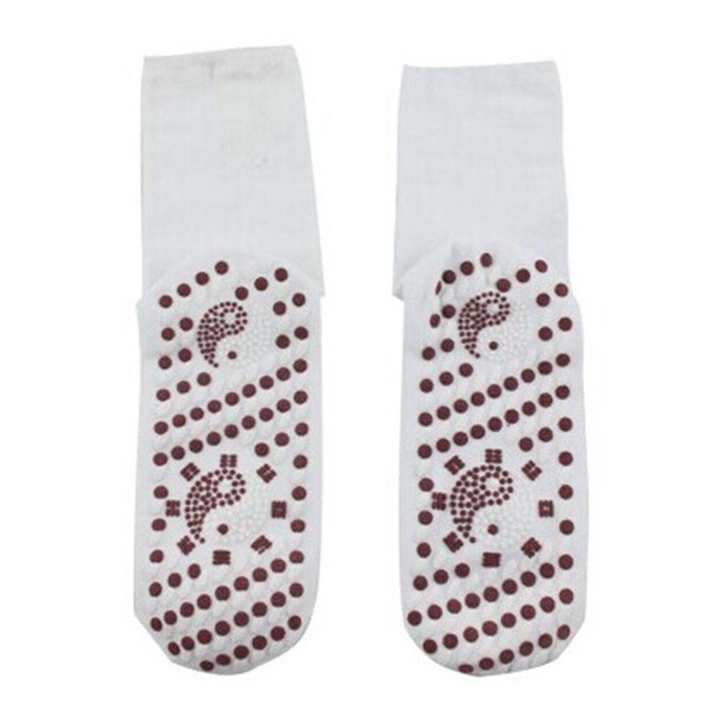 Sports Massage Socks Comfortable Breathable Tourmaline Magnet Therapy Massager Winter Self-Heating Health Foot Care Socks: White