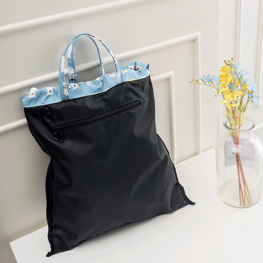 Dames kleine canvas rugzak met trekkoord, waterdichte schouderband, tassen voor meisjes, witte beer, blauwe polyester rugzak met koord
