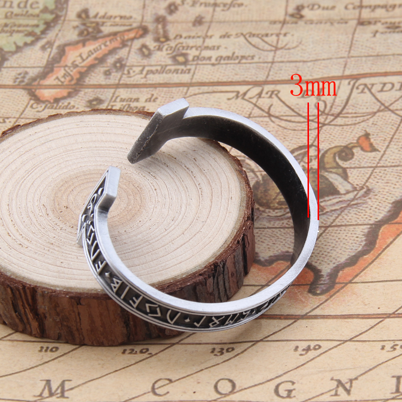 1Pc Mannen Handgemaakte Nordic Rune Bangle Viking