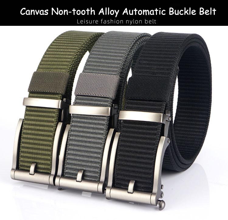 Deepeel 1pc 3.5*120cm canvas riem met automatische gesp, zonder tanden, tankpatroon, dikke nylon tailleband, heren outdoor vrijetijdsriem