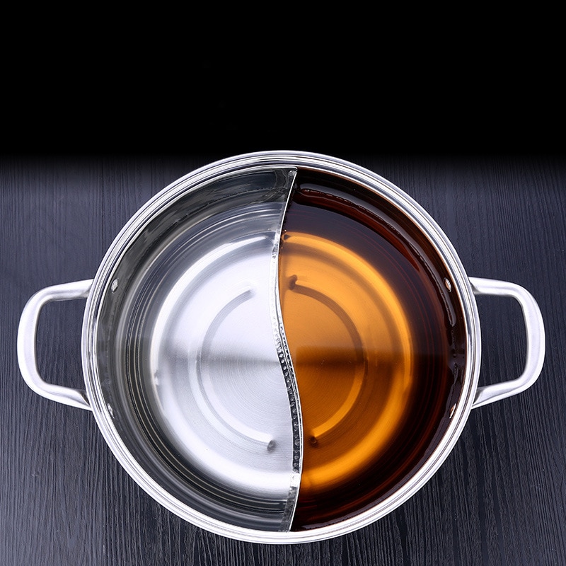 Stainless steel pot with mandarin duck pot with cover pot thickened domestic clear soup pot commercial electromagnet