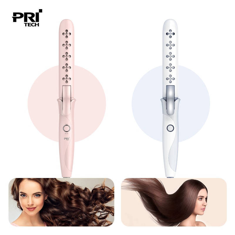 Pritech-Rizador de pelo 2 en 1, plancha para rizar el cabello, rodillo recto, varita eléctrica inteligente, herramienta de peinado
