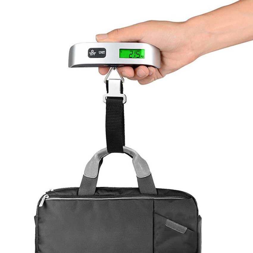 Kannettava lcd elektroninen riippuvaaka digitaalinen matkatavaroiden punnitusvaaka 50kg/110 lb ylikuormitussuoja vaaka mittatyökalu