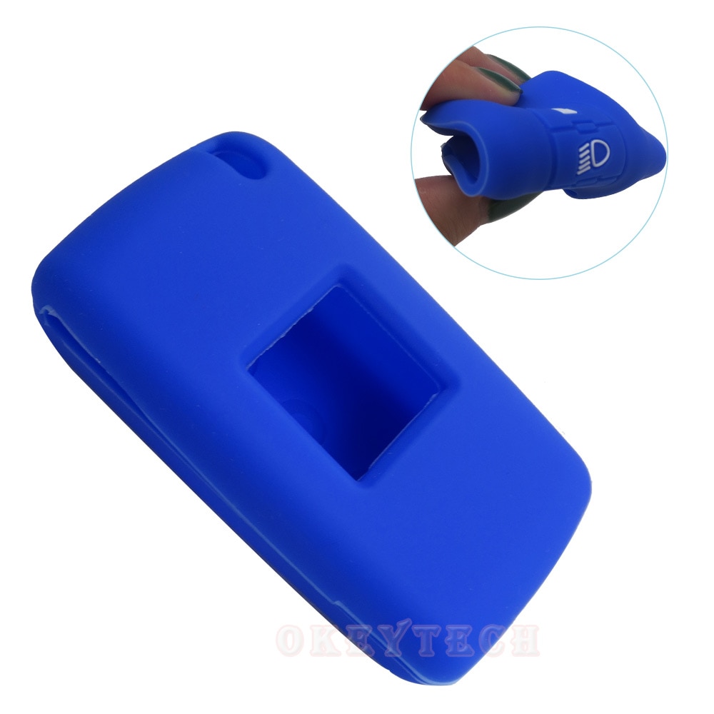 OkeyTech silicone car key cover case For Citroen C2 C3 C4 C5 Picasso Xsara C6 C8 for peugeot Remote 3 button flip key auto shell