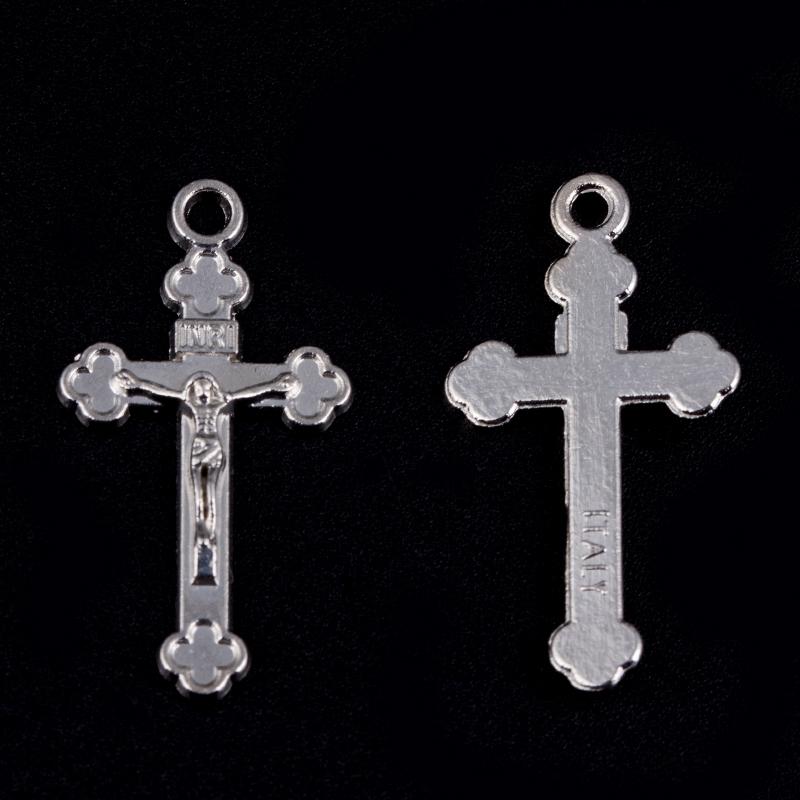 Colgante de Cruz con etiqueta de Rosario Católico, joyería de 24 Uds., colgante de Jesús, fabricación de Material de aleación de Zinc: A59