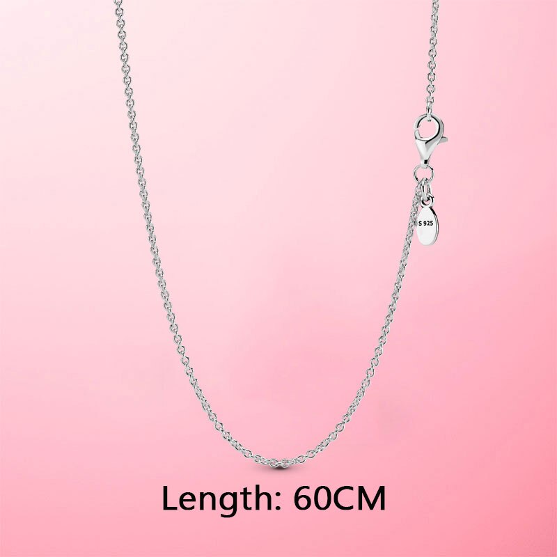 2020 nowy 925 srebro chwile małe Pave O wisiorek Charm fit oryginalny naszyjnik Pandora DIY paciorki biżuteria: SILVER CHAIN
