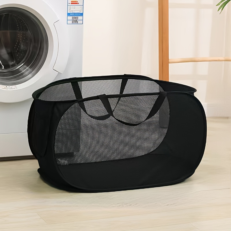 Ademend Mesh Opvouwbare Wasmand Huishoudelijke Vuile Kleren Organizer Handvat Lichte Draagbare Broek Sorteerder Tool Item: Brons