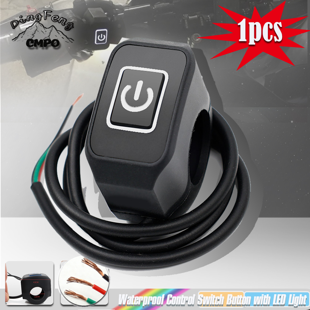 1/2 pièces interrupteur de guidon de moto avec bouton momentané de lumière LED pour électrique Star Kill bouton de commutation de commande étanche 22mm