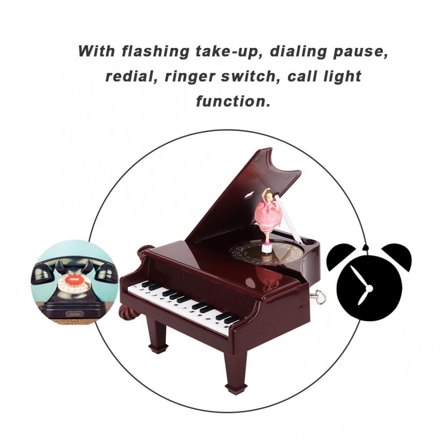 WX-1186# Multi-Functional Brown Piano Shape Telephone Desk Phone Home Decoration telefono fijo para casa landline phone