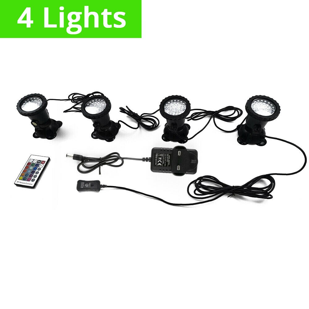 Wakyme Zwembad Licht Waterdichte Rgb Onderwater Lamp Led Spot Licht Afstandsbediening Aquarium Spotlight Tuin Landschap Lamp: 1 set 4 lights / US Plug