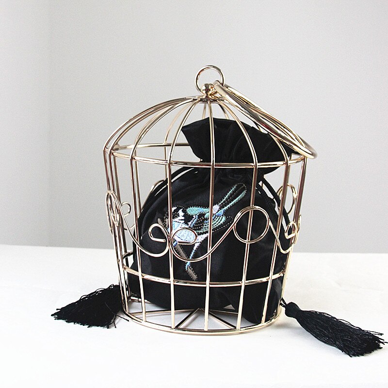 Mode Vrouwen Prom Tassen Metalen Haak Bloem Borduren Hoepel Kooi Handtas Catwalk Party Jurk Tas