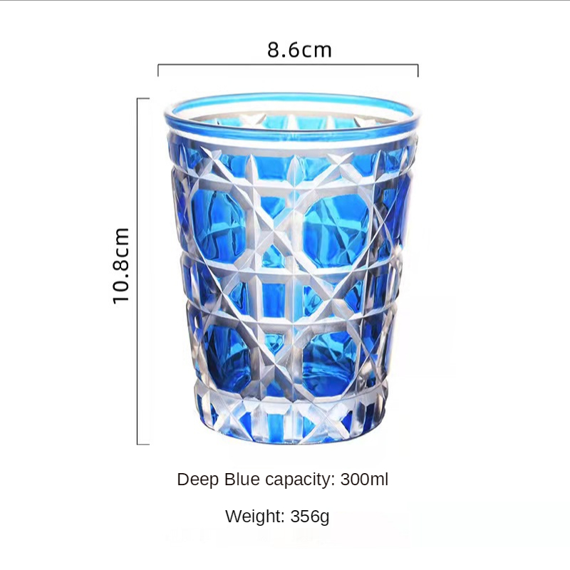 Verre à whisky cristal clair de luxe, tasse à vin, européen , treillis gravé, verre à bière, Bar, verres à boissons: blue