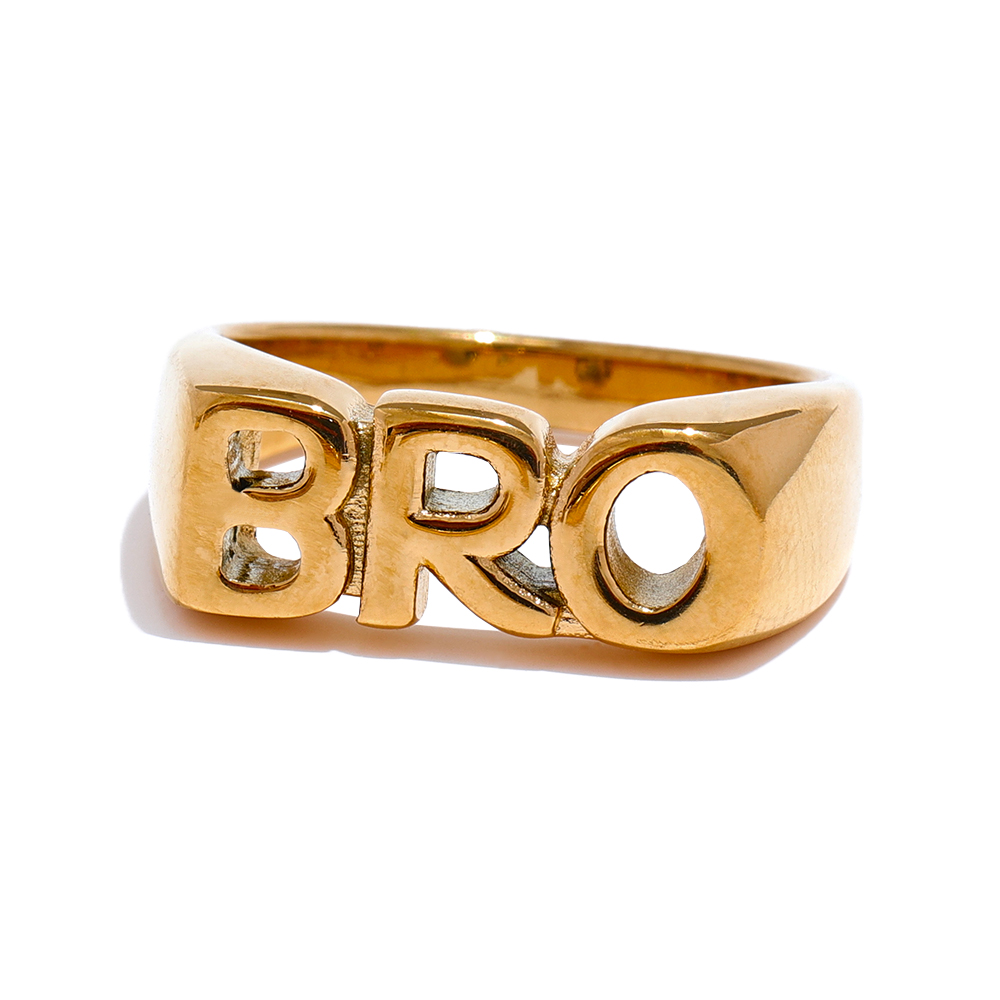 Yhpup fam pappa søster bror mamma statement rollebesetning familie brev ring rustfritt stål tekstur gullfarge attraktive smykker 18k pvd belagt: 8 / Svart