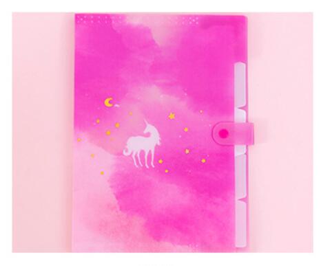 Multi-layer Dream Unicorn A4 File Holder Cute PVC Document Bag Stationery pouch Bill Folder organizer school supplies: D