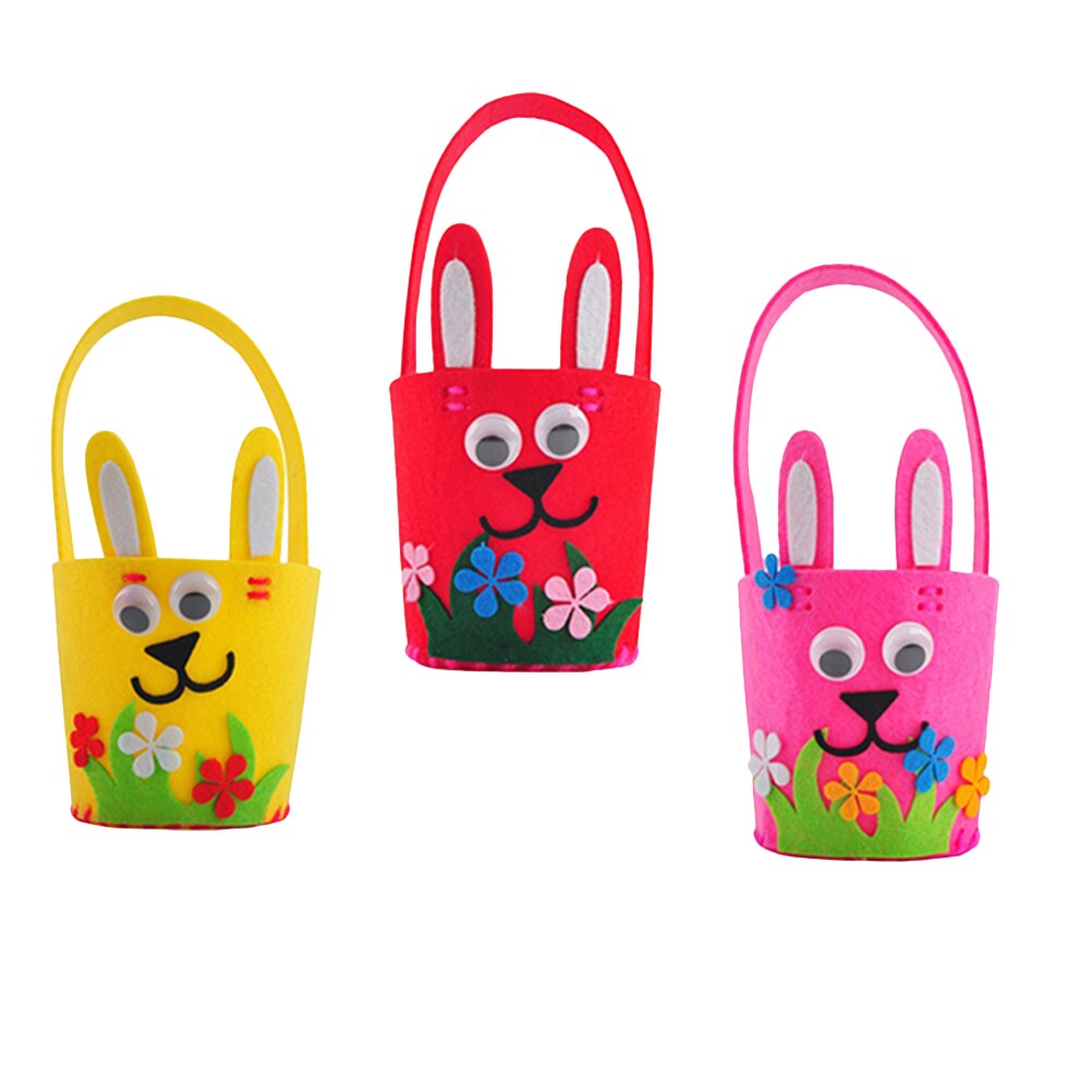 3PCS Easter DIY Material Kit DIY Material Kit Cartoon DIY Flower Basket Easter Egg Material Kit for Kids