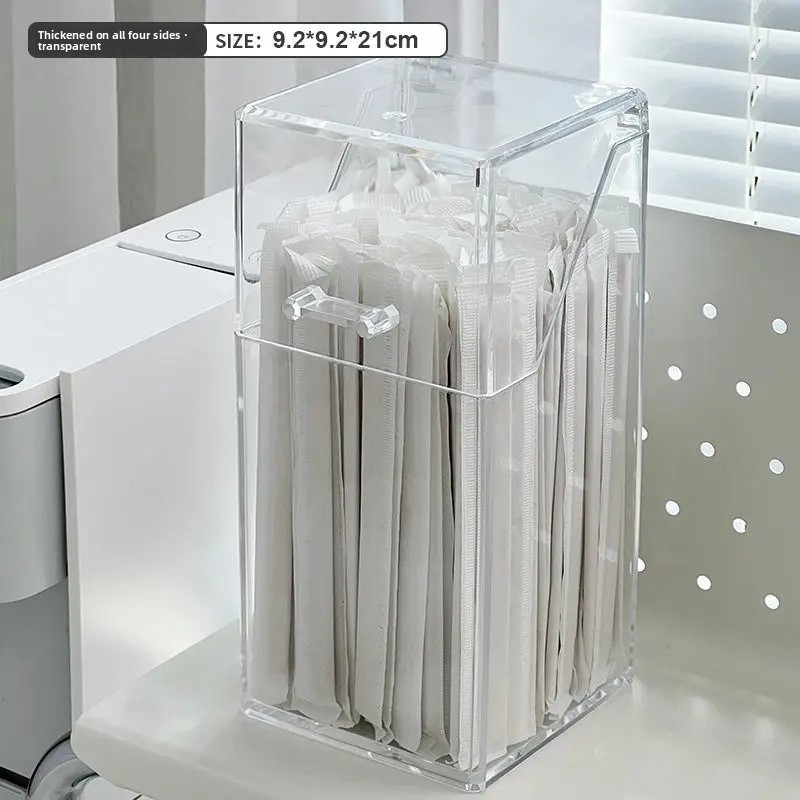 Opbergdoos voor wegwerprietjes voor op kantoor, met klepdeksel, stofwerende plastic houder voor koffie, melk, theezakjes, sieradenhouder.: Blauw