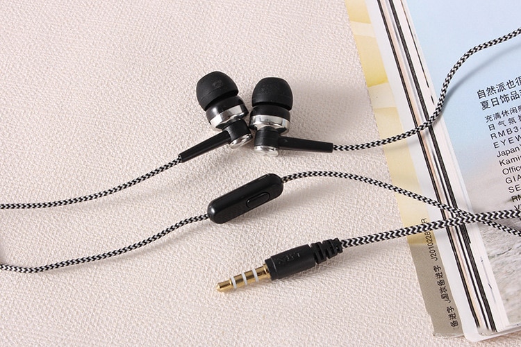 5 couleurs Sport écouteurs basse stéréo casque tressé ligne fil contrôle dans l'oreille casque de gymnastique avec micro pour Xiaomi Huawei iPhone