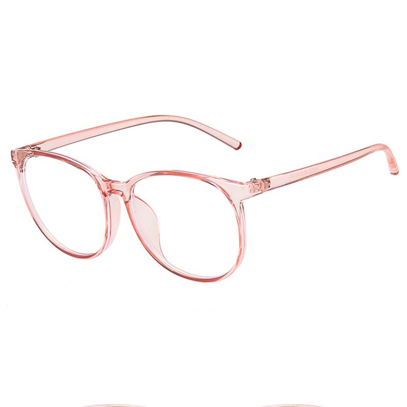 Oversized Round Horn Rimmed Eye Glasses Clear Lens Oval Frame Anti-Blue Anti Eyestrain Headache for Reading/Gaming LL@17: Pink