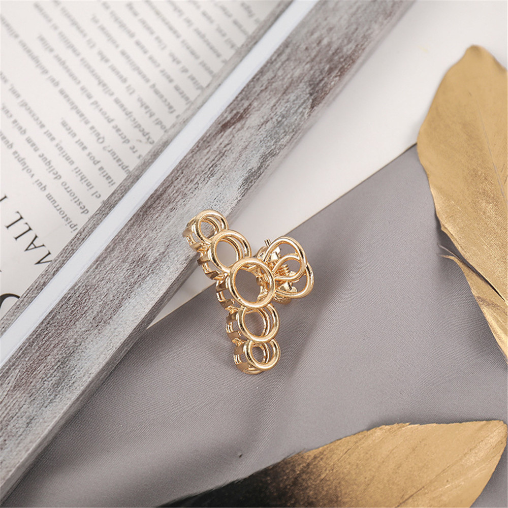 Garra de pelo de Metal de Color dorado geométrico Simple para mujeres y niñas, pasador con forma de corazón y gato, accesorios para el cabello, tocado: Negro
