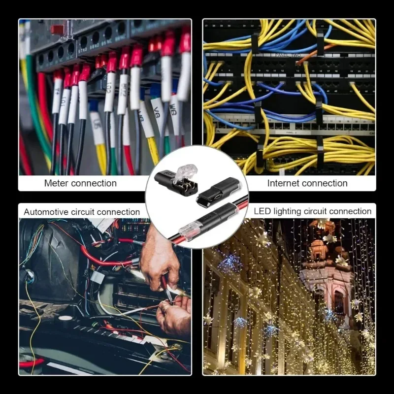 Doppeldraht-Steckverbinder mit Verriegelungsschnalle, 2-poliger Stecker, Klemmenblock, wasserdichter Schnellverbinder, Kabelklemmen, Schnappverschluss