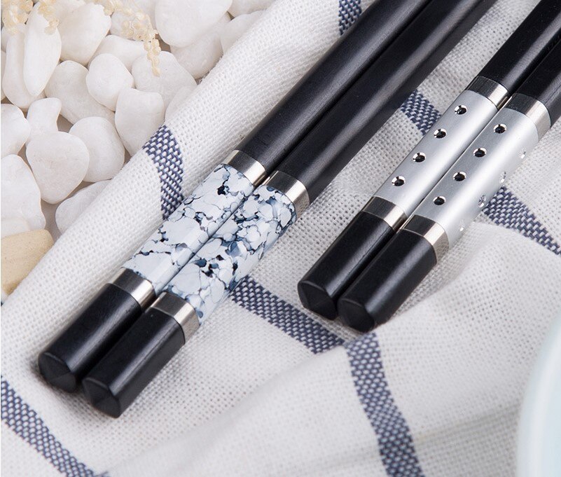 Palillos Chinos bonitos de acero inoxidable, Baguette de China, Vaisselle, cocina, Sushi, Bar de comida, estilo japonés, un par