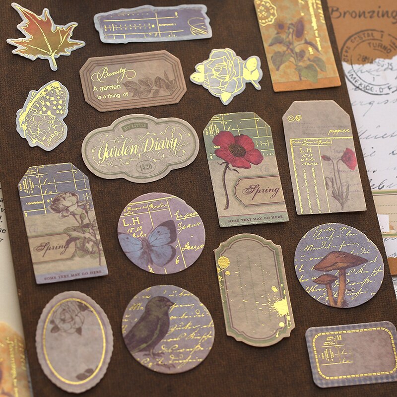 40 stamping old-fashioned nostalgic stamps travel plant stickers junk diary accessories stationery stickers