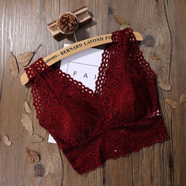 Rintaliivit naisille seksikäs pitsi kukkainen bralette liivi crop toppi naisten toppi rintaliivit push up rintaliivit: Viininpunainen