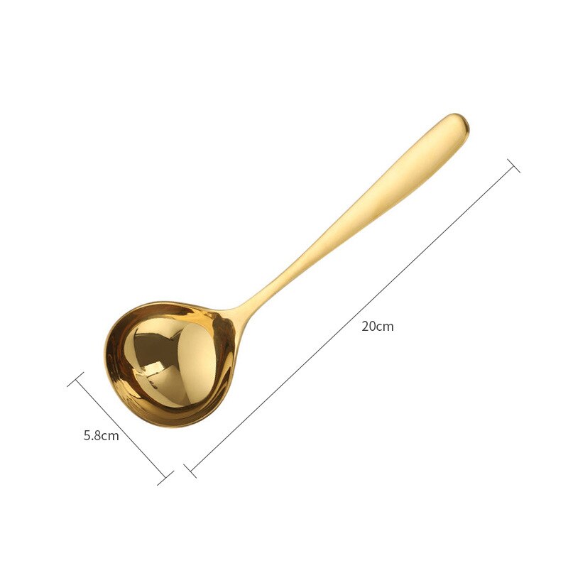 304 Stainless Steel Spoon Soup Ladle Scoop Family Soup Spoon Serving Colander spoons Cooking Spoon Kitchen Accessories Utensil: Gold Soup Ladle