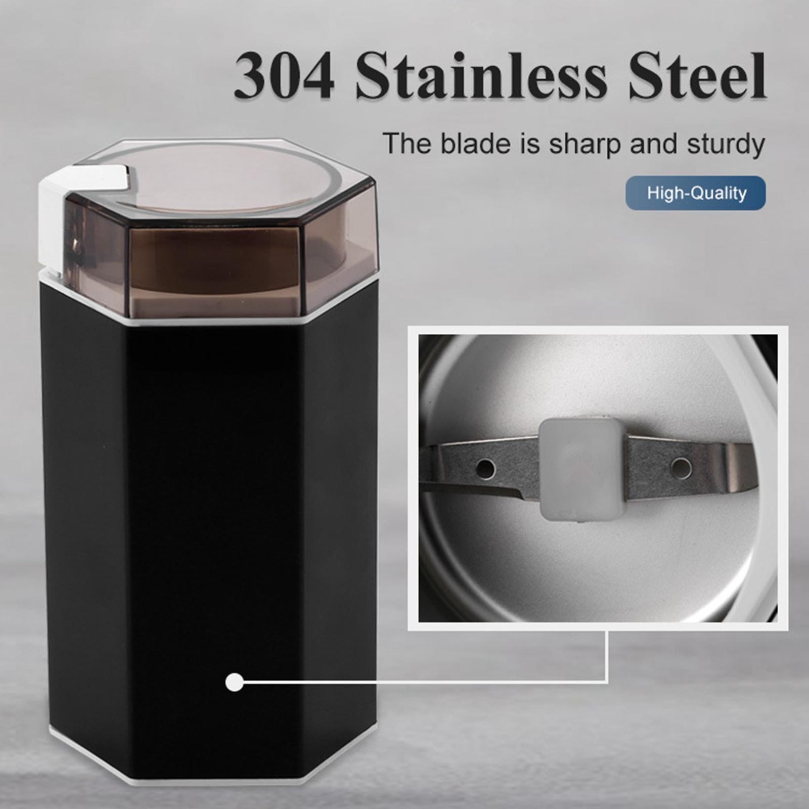 Countertop Electric Coffee Grinder Compact Size Spice Mill 304 Stainless Steel Blade for Herbs Coffee Espresso Latte Home: White Black