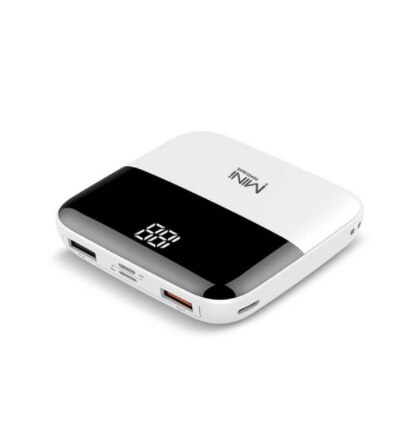 Mini Power Bank 10000 Mah Quick Charge Dual Usb Snelle Output Mirco Usb Tpye-C Externe Batterij Draagbare Snelle lading Powerbank: WHITE