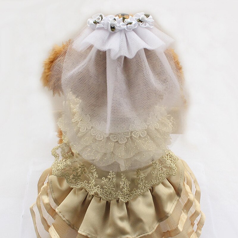 Honden Bruids Haar Bloem Hond Bruiloft Sluier Hoofdtooi Huisdier Bruiloft Accessoires Pet Wedding Tiara Kleine Hond
