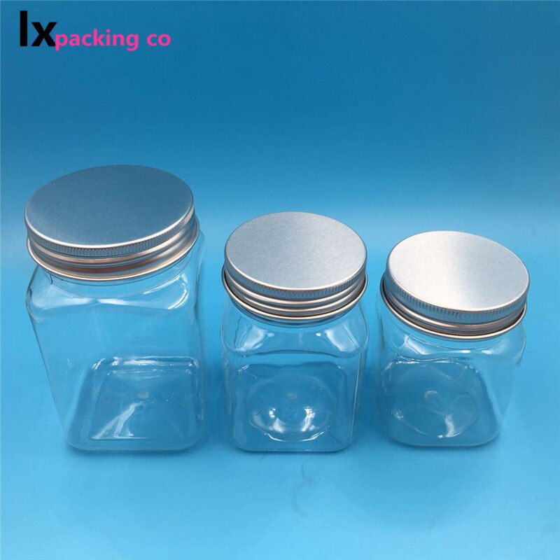 20 Pcs 250 500 G Empty Transparent Plastic Packing Square Bottles Honey Candy Sample jars spices food juice pot