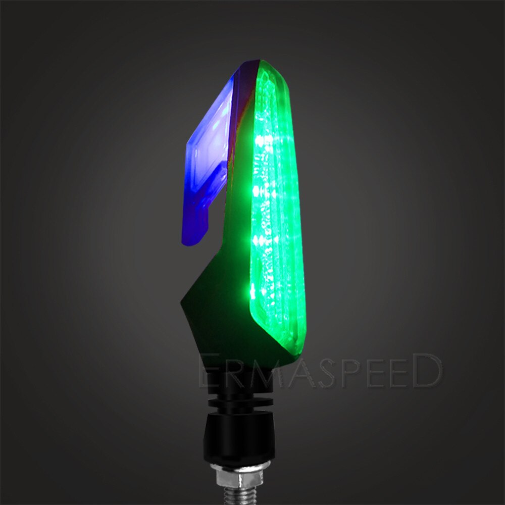 Para motocykl doprowadziło kierunkowskazy ABS plastikowe bursztynowe migające kawiarnia biegacz lampa ostrzegawcza DRL wskaźnik migacz dla Yamaha r6 r1 mt 07: zielony i niebieski