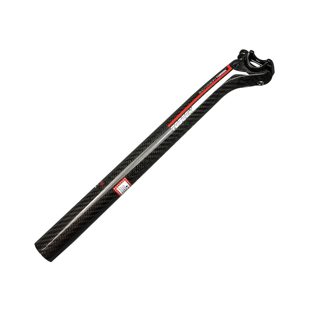 TOSEEK Full Carbon Fibre Bike Seatpost MTB Road Bicycle offset Seat Post Cycling Seat Tube 27.2/30.8/31.6 x 350/400mm Bike Parts: Red Gloss 30.8x350