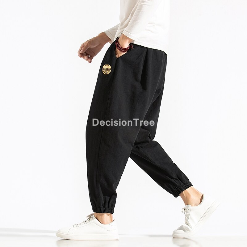 Mannen Kung Fu Tai Wushu Broek Chinese Stijl Harajuku Enkel Gestreepte Jogger Joggingbroek Losse Toevallige Mannelijke Streetwear Broek