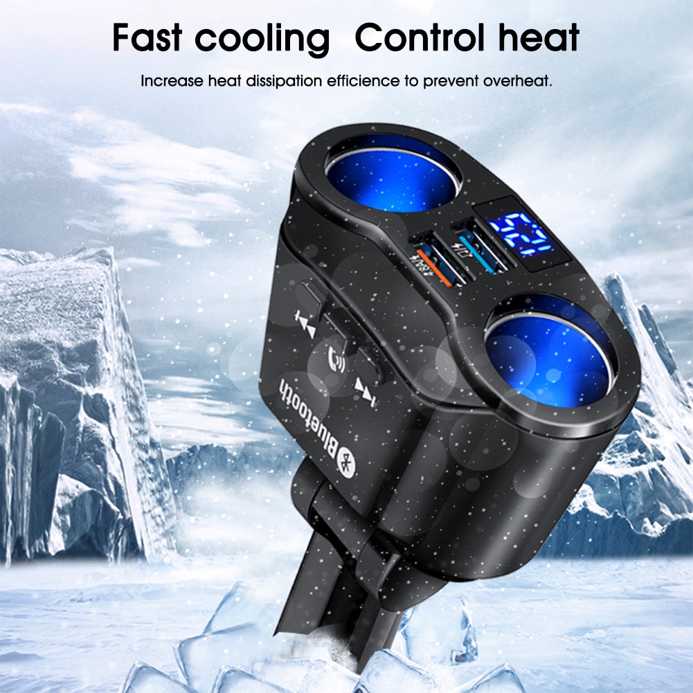 Universal 2 Sockets Car Auto Cigarette Lighter Dual USB Charger socket power adapter 90W Splitter Charger 12V Fast Ship