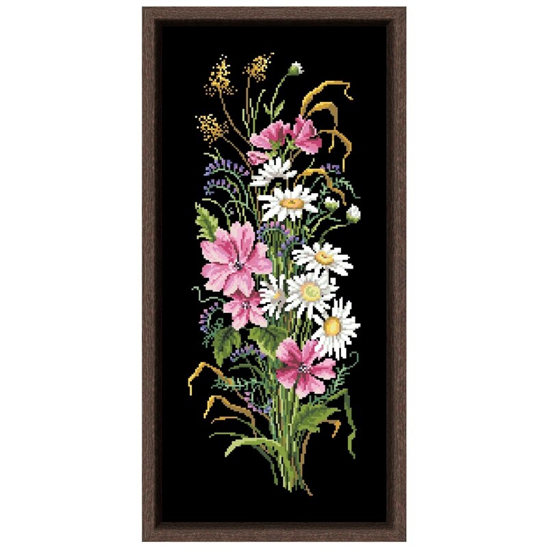 Lovely flower cross stitch kit aida fabric 18ct 14ct 11ct black canvas cotton thread cross stitch kits for adults
