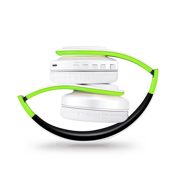 Foldable Over Ear Wireless Earphone Headset Stereo Earphone with 3.5mm Connection port for phone DJ mp3 Sport Earphones: white green