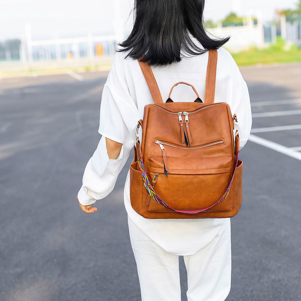 Retro Grote Rugzak Vrouwen Pu Lederen Rugzak Vrouwen Knapzak Reizen Rugzakken Schouder Schooltassen Mochila Rugzak