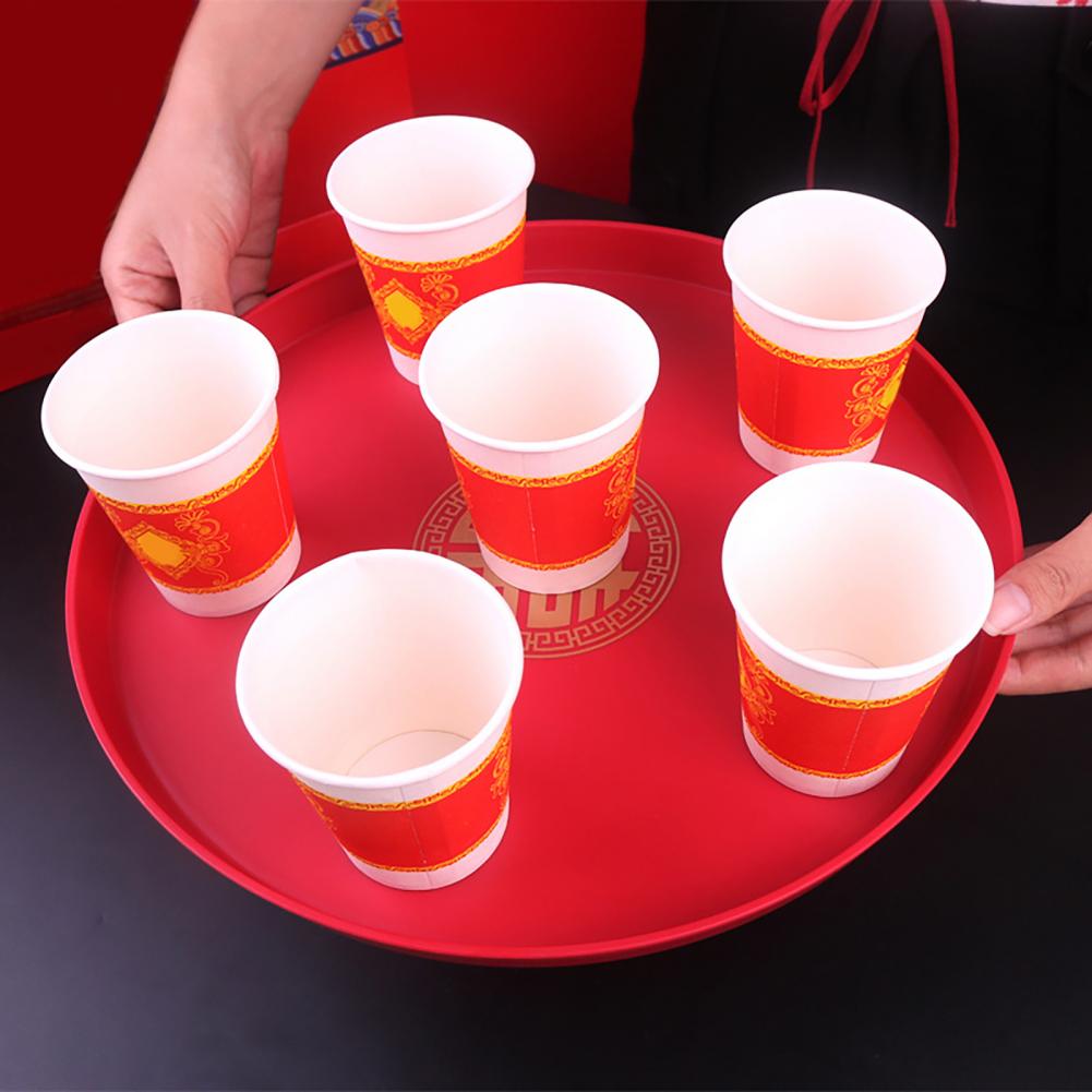 Chinese Traditional Red Tea Tray Bright Color Table Serving Tray Food Plate Wedding Decor plateau de service поднос для декора