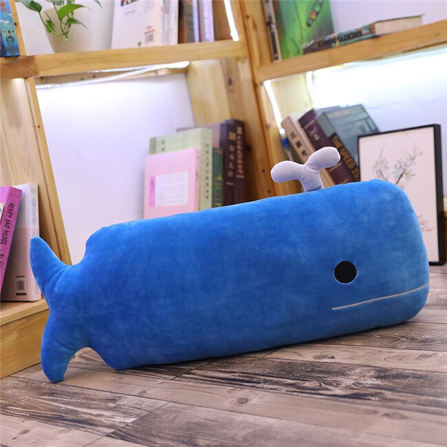 Lange Zachte Dier Cartoon Kussen Kussen Leuke Kat Walvis Dinosaurus Knuffel Gevuld Mooie Unieke Kid Brinquedos: Blauw / 80cm