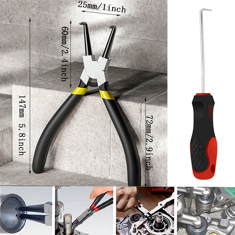 Washing Machine Inner/Outer Cylinder Spring Expansion Tool Kit, Snap Ring Pliers Spring Disassembly Tool Cross Slot Screwdriver: black
